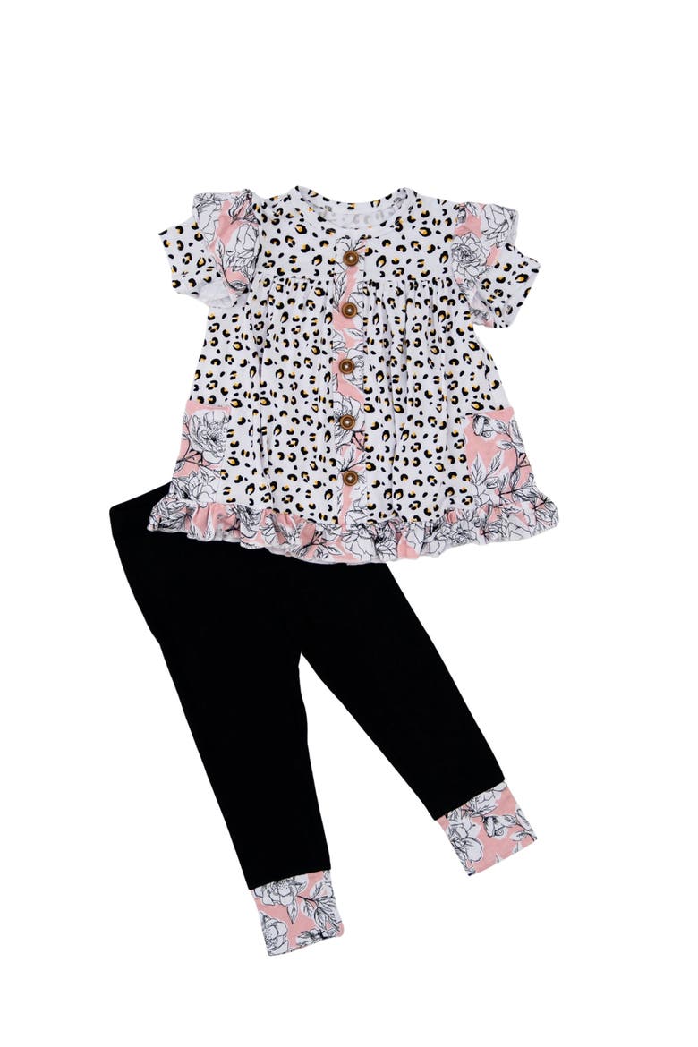 Allie Peplum & Legging Set, Main, color, Black