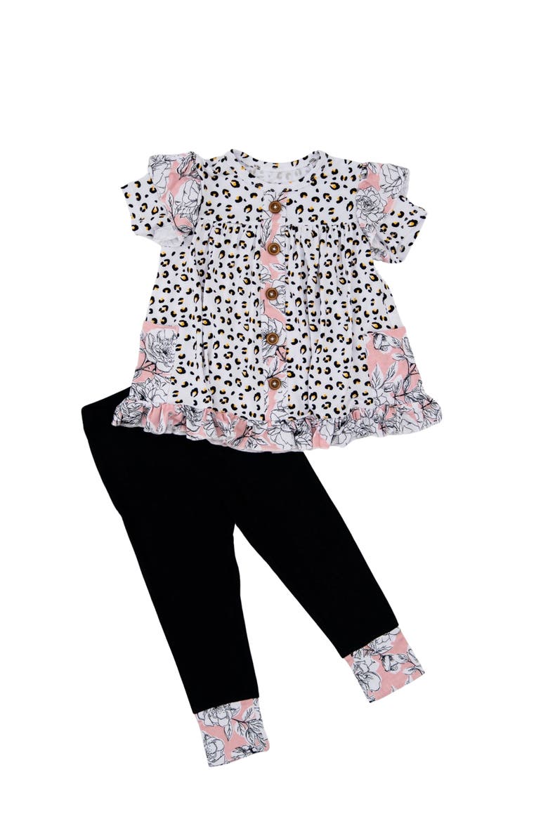 Laree + Co Allie Peplum & Legging Set, Main, color, Black