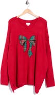 CeCe Tartan Bow Crewneck Sweater