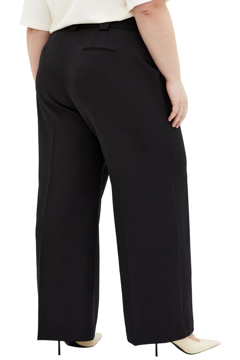 Jazmin Pleat Crepe Wide Leg Pants, Alternate, color, BLACK