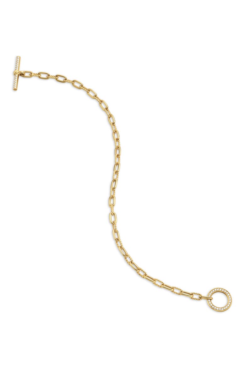 Madison® Pavé Toggle Chain Bracelet in 18K Yellow Gold with Diamonds, 3mm, Alternate, color, 18K GOLD
