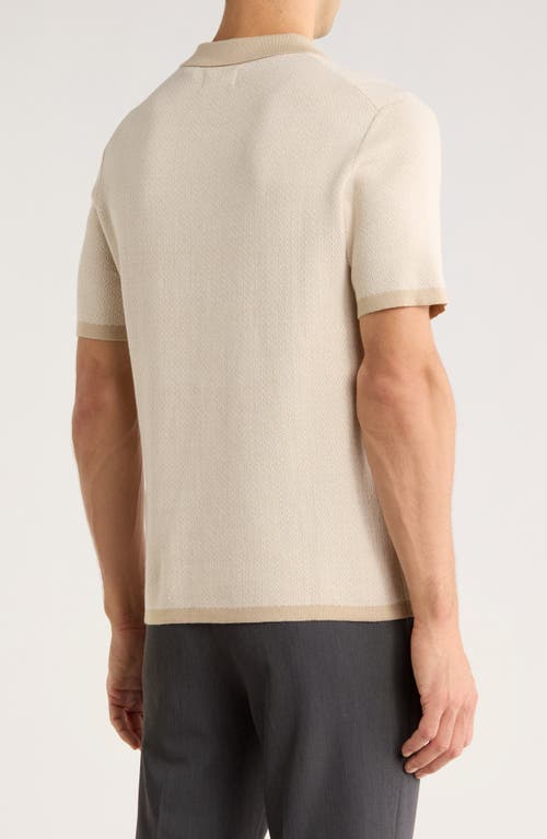 Perry Ellis Geometric Jacquard Polo In Neutral