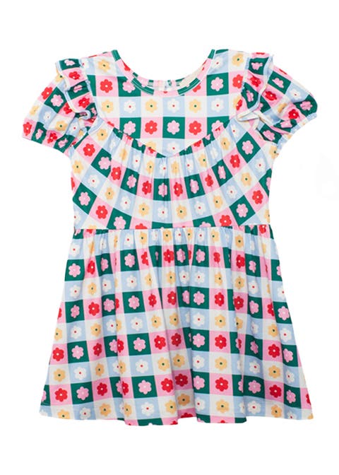Flower Pops Short Sleeve Dress (Toddler, Little Kid & Big Kid)