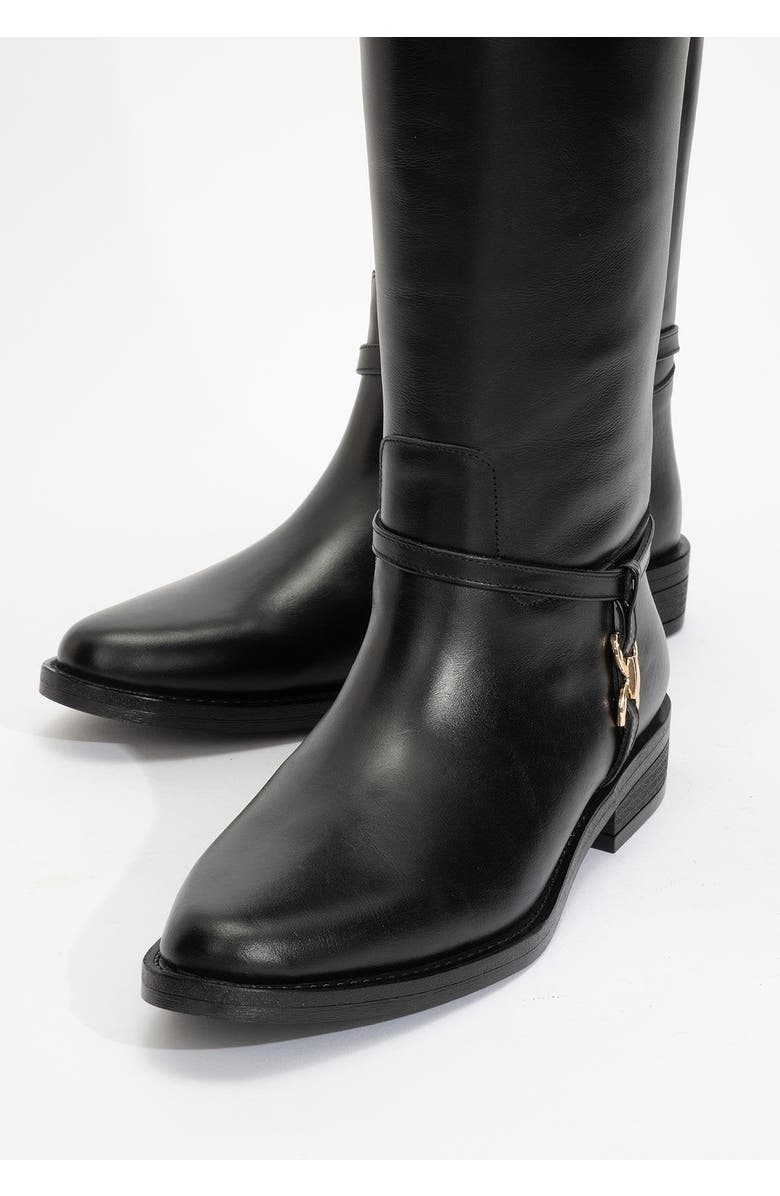 Forever & Always Shoes May Leather Knee High Buckle Boot, Alternate, color, Black Leather