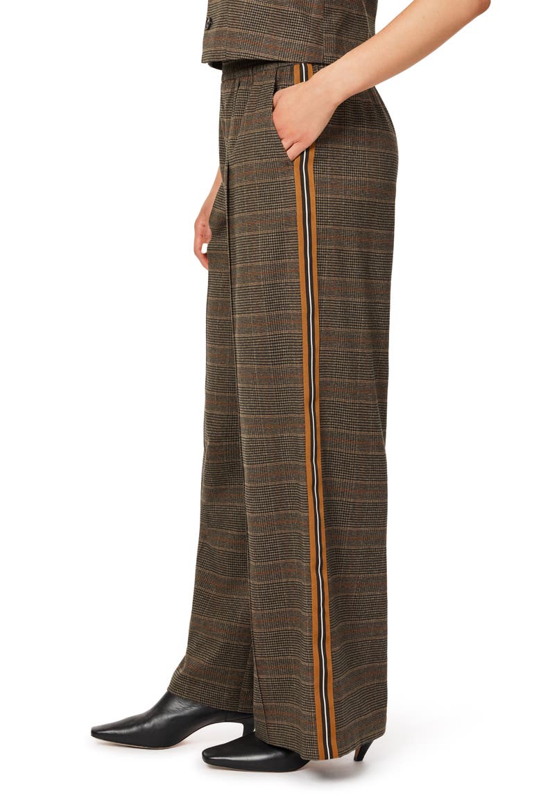Side Stripe Glen Plaid Wide Leg Track Pants, Alternate, color, GLENPLAID
