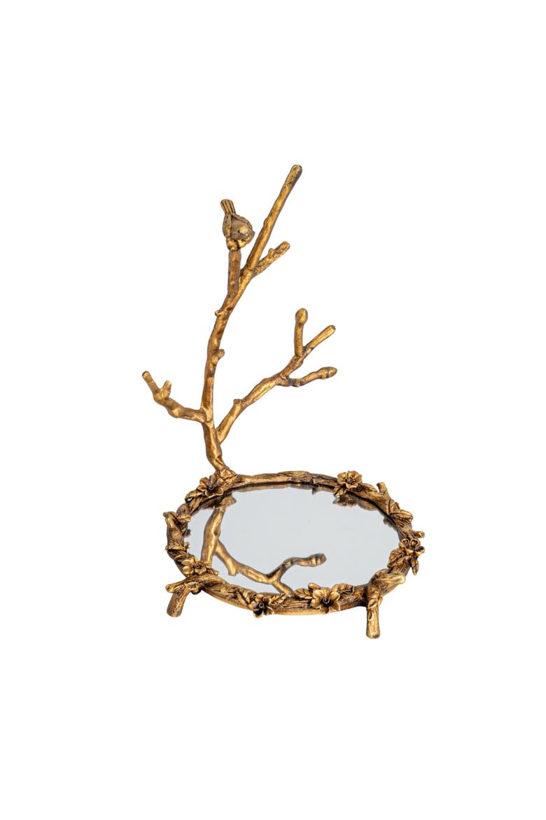 Jewelry Holder with Bird Detail, Main, color, Gold