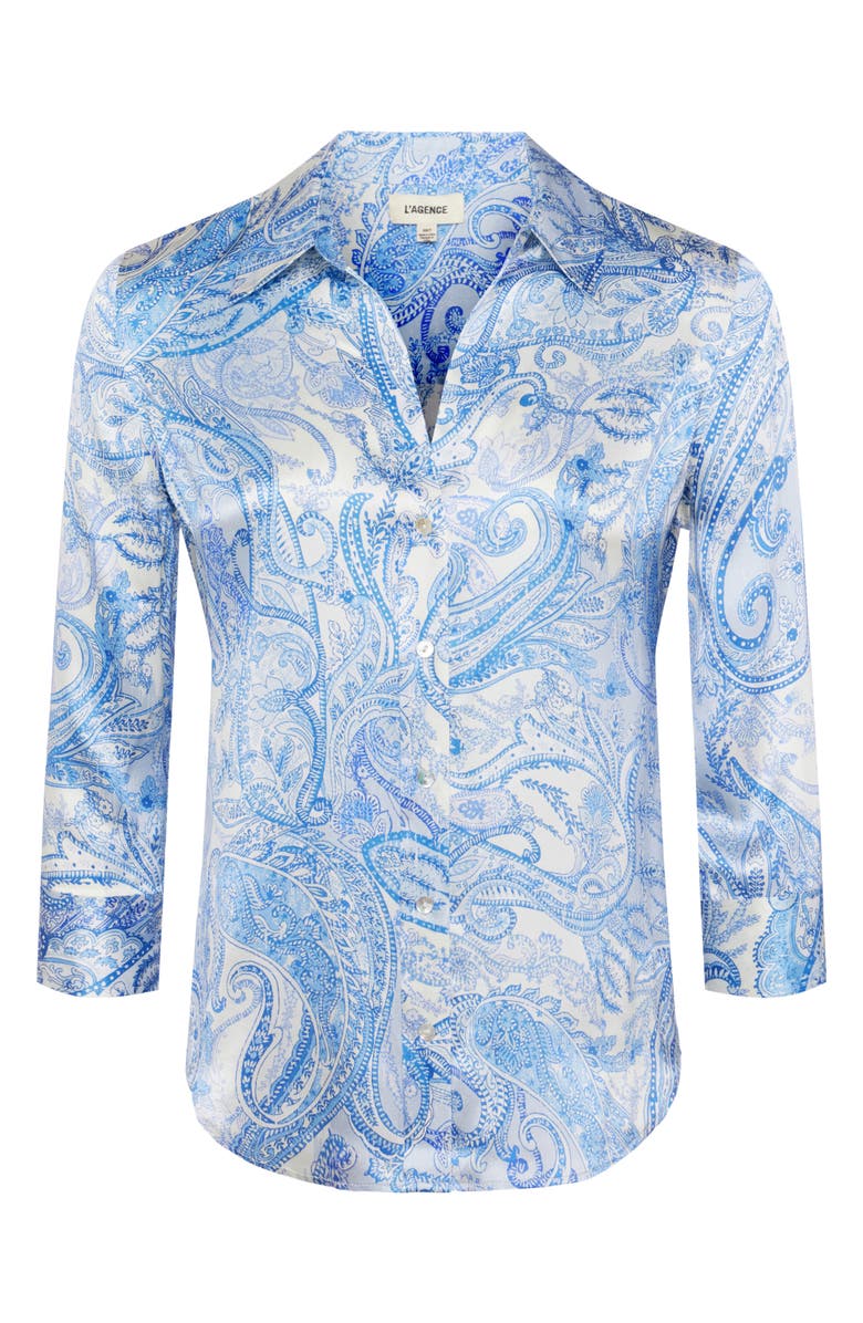 L'AGENCE Dani Paisley Print Silk Button-Up Shirt, Alternate, color, 
