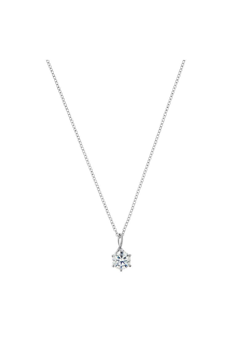 Moissanite Solitaire Diamond Necklace One Carat, Main, color, Silver