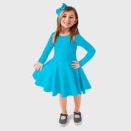 CITY THREADS Girls Soft Jersey 100% Cotton Long Sleeve Skater Twirly Dress