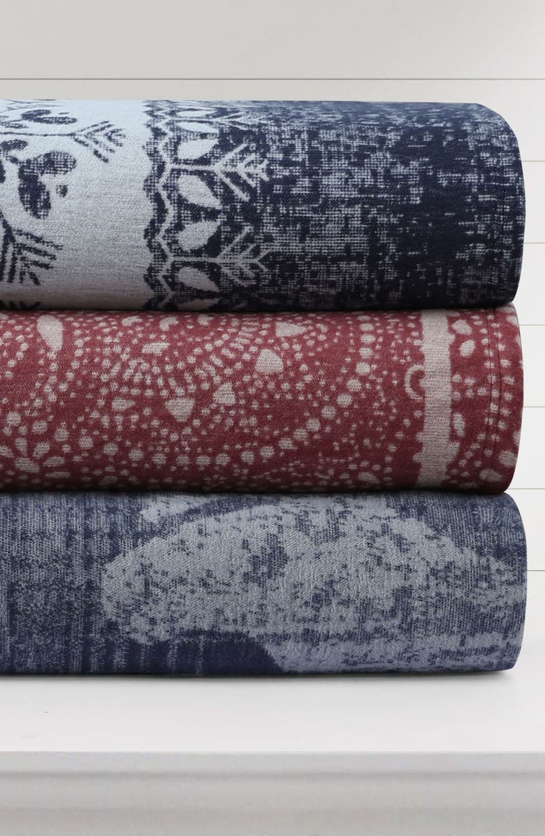 AZORES HOME Yarn Dyed Organic Cotton Throw Blanket, Alternate, color, Snowflakes Navy