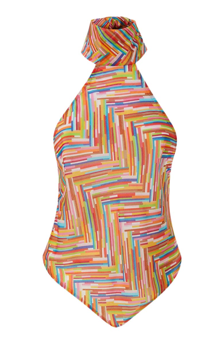 Missoni Sleeveless Turtleneck Top In Printed Cotton And Silk Blend, Alternate, color, Multicoloured 2