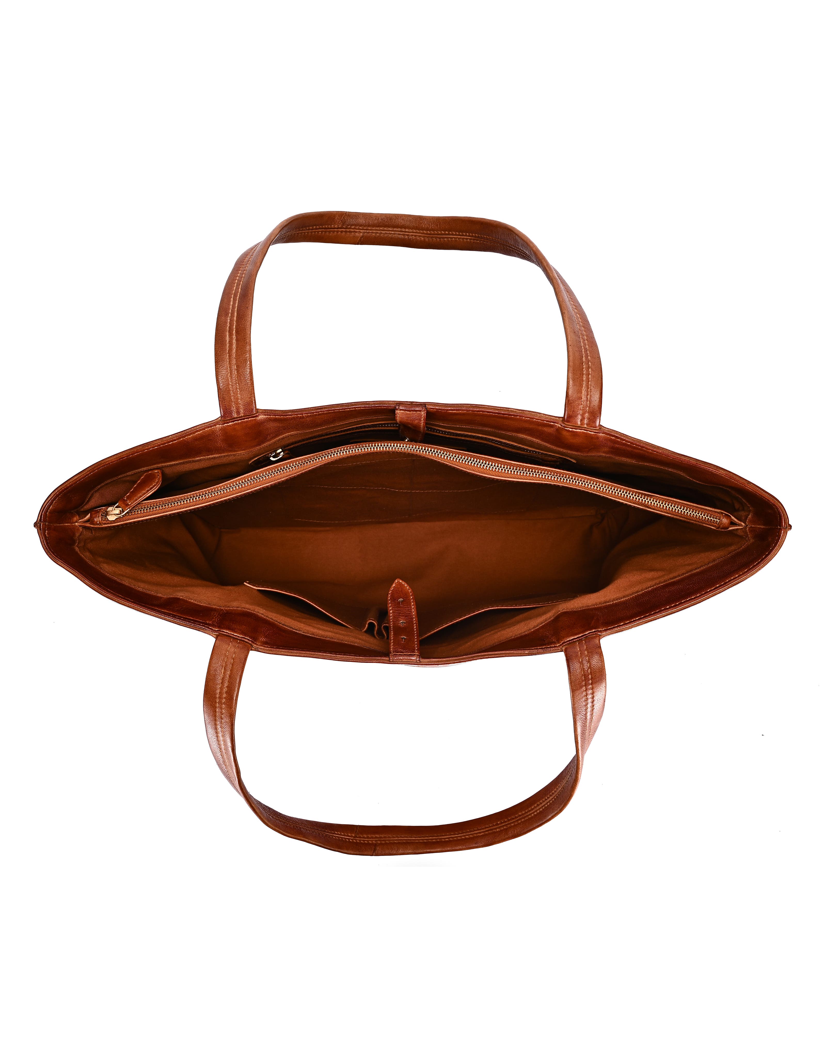 Wishbone Oversized Leather Carryall Tote, Alternate, color, Cognac
