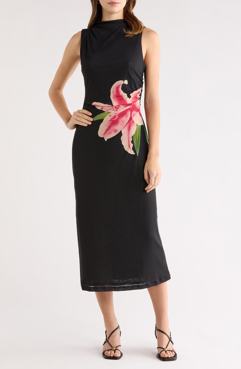 Rails Rebecca Floral Placement Sleeveless Midi Dress, Main, color, Peach Lily