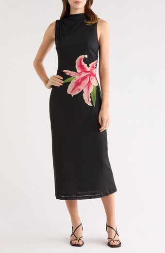 Rebecca Floral Placement Sleeveless Midi Dress