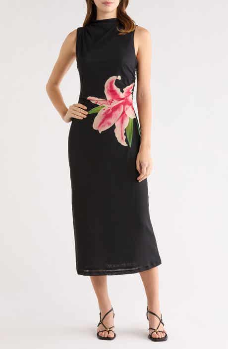 Rebecca Floral Placement Sleeveless Midi Dress