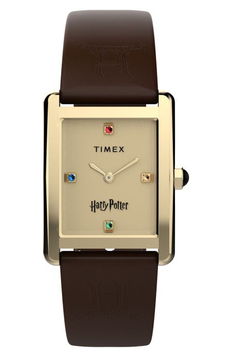 Harry Potter x Timex Hailey Hogwarts 24mm Leather Strap Watch