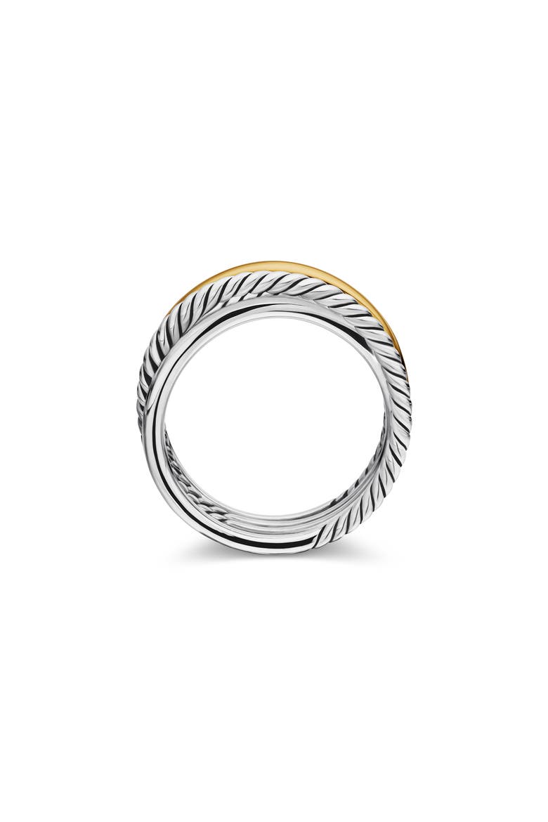 Crossover Narrow Ring with 18K Gold, Alternate, color, SILVER/ GOLD