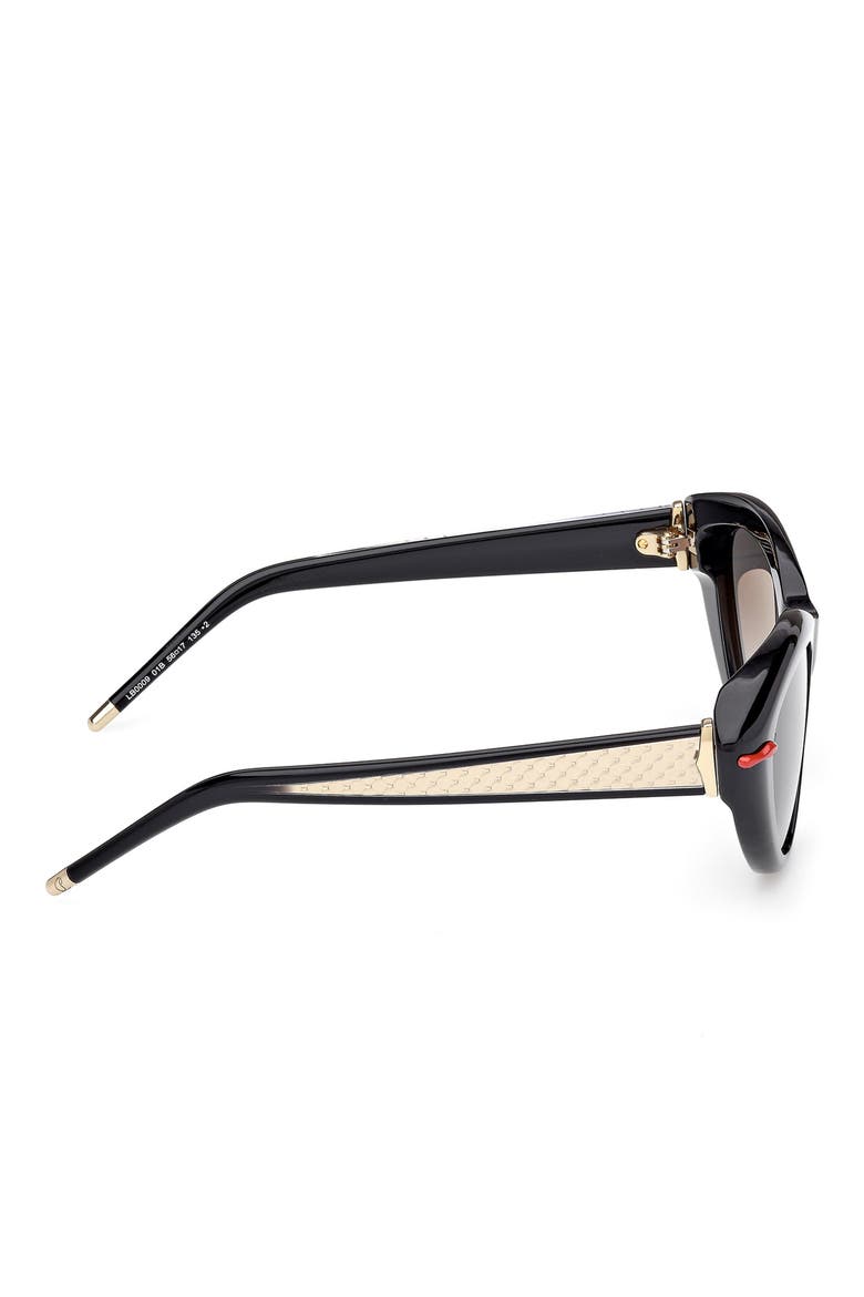 56mm Cat Eye Sunglasses, Alternate, color, BLACK GOLD / ZEISS SMOKE LENS