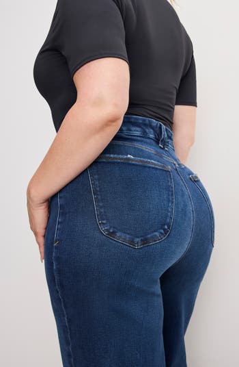 Good Waist Patch Pocket High Waist Wide Leg Palazzo Jeans