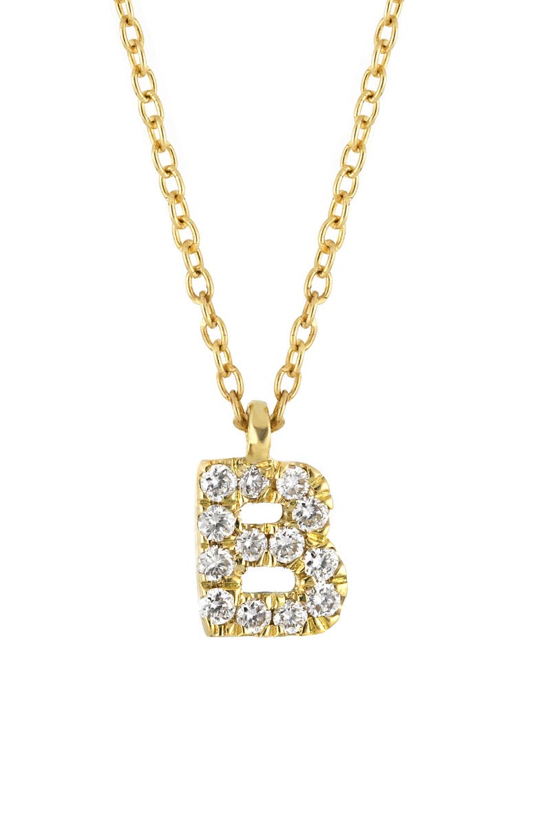 Bony Levy Icon Pavé Diamond Initial Pendant Necklace, Alternate, color, 18K Yellow Gold - B