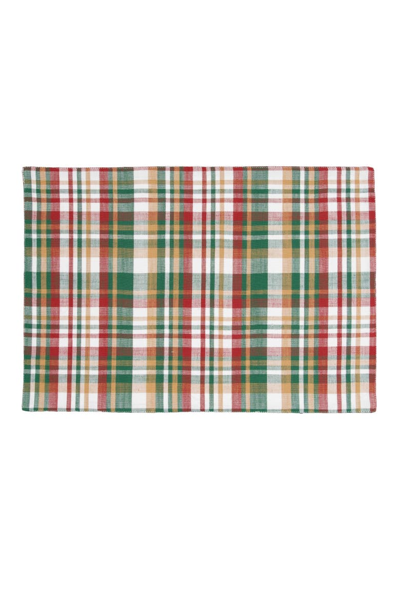 Alpine Skiers Winter Sports Reversible Plaid Set of 6 Placemats 14" x 20", Alternate, color, White