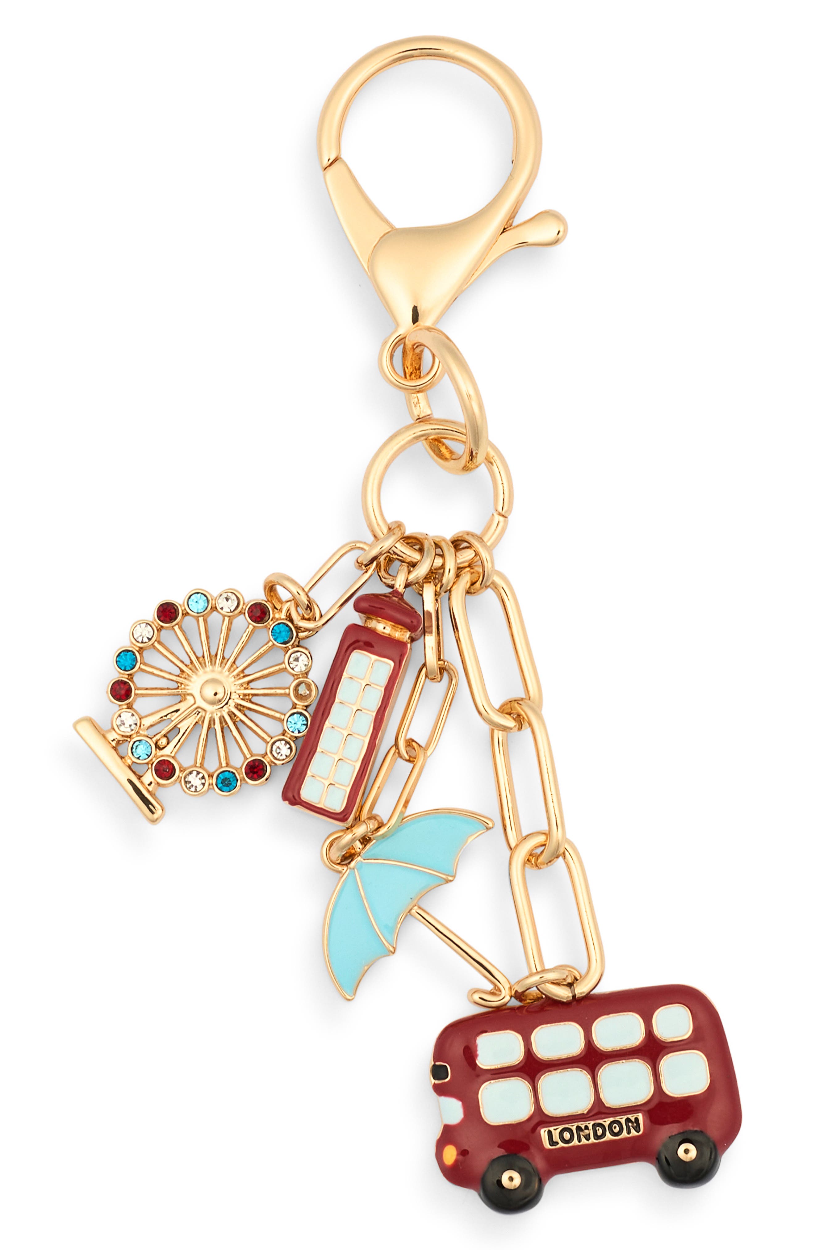 London Bag Charm, Main, color, RED MULTI- GOLD