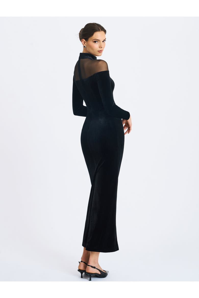 Blair Sheer Mock Neck Maxi Dress, Alternate, color, Black