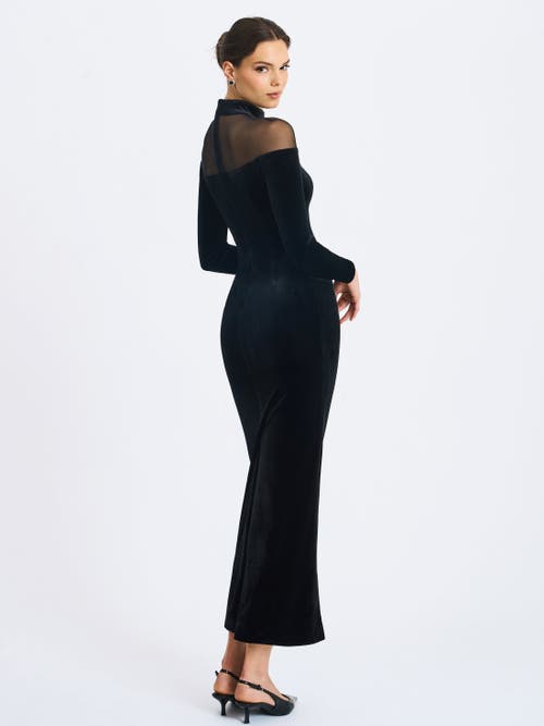 Miss Circle Blair Sheer Mock Neck Maxi Dress In Black