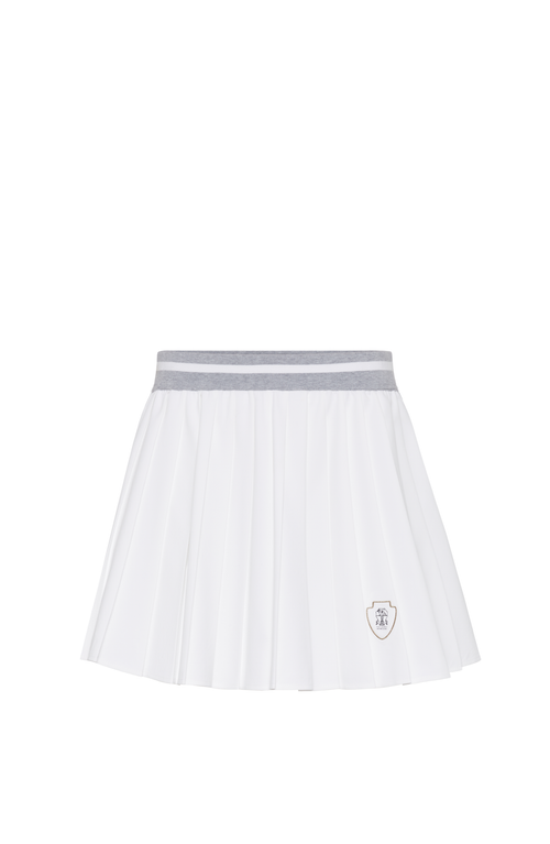 Brunello Cucinelli Techno Poplin Pleated Mini Skirt In White