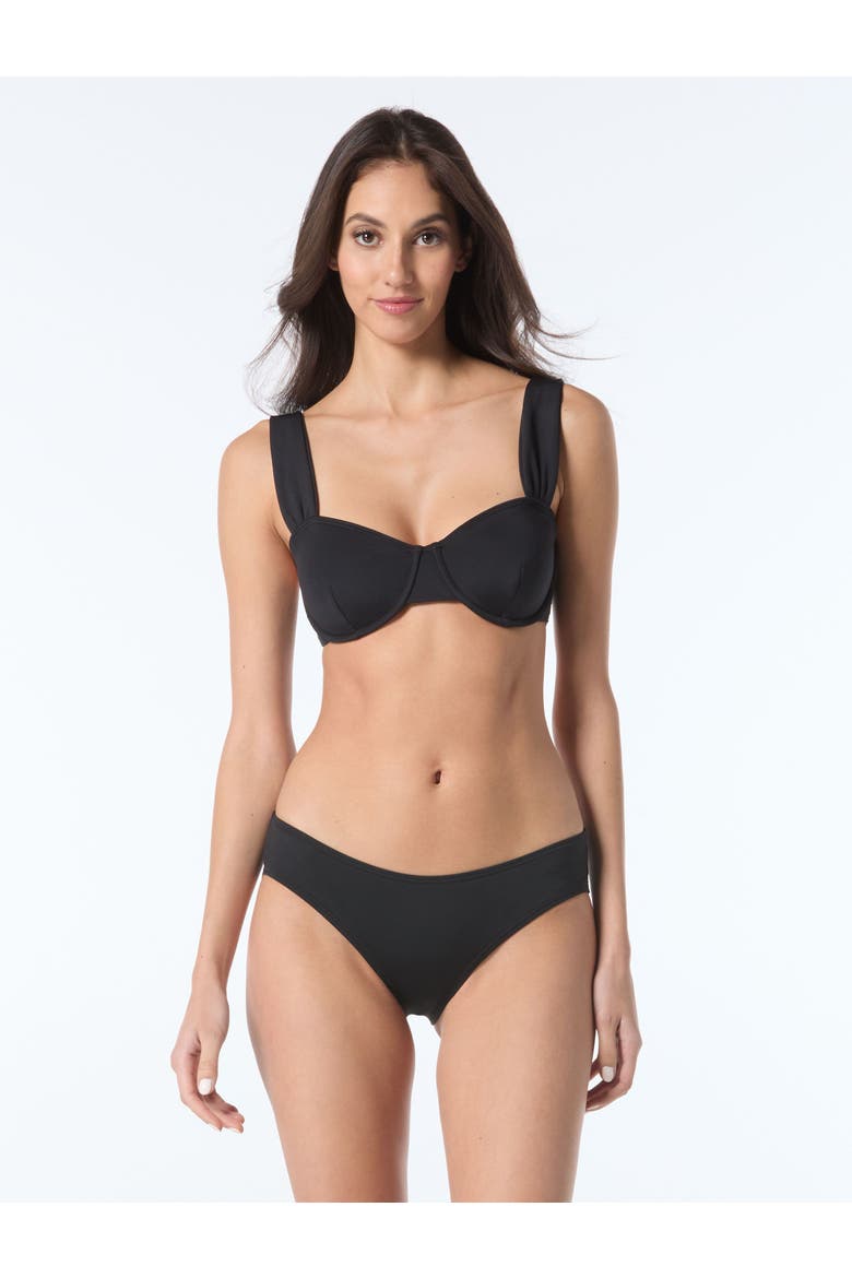 Scuba Knit Underwire Bra Swim Top, Alternate, color, Black