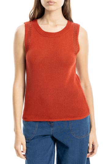 Max Studio Pointelle Stitch Crocheted Tank