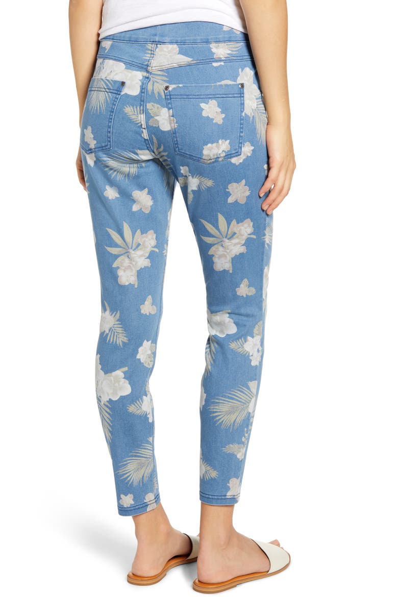 Hue Tropical Orchid Denim Skimmer Leggings, Alternate, color, 