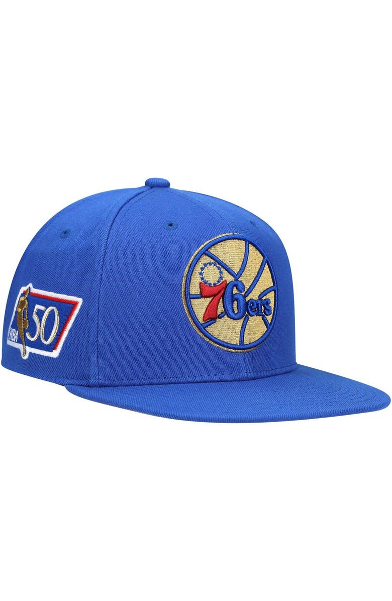 Mitchell & Ness Men's Mitchell & Ness Royal Philadelphia 76ers 50th Anniversary Snapback Hat, Main, color, Royal