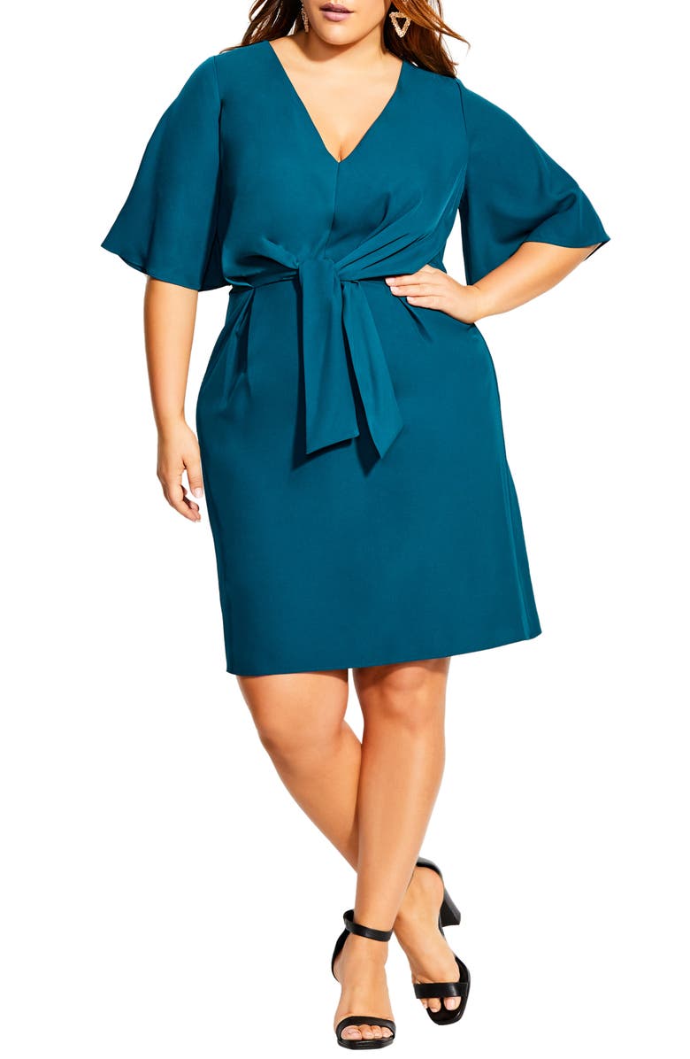 City Chic Knot Front Dress, Main, color, 
