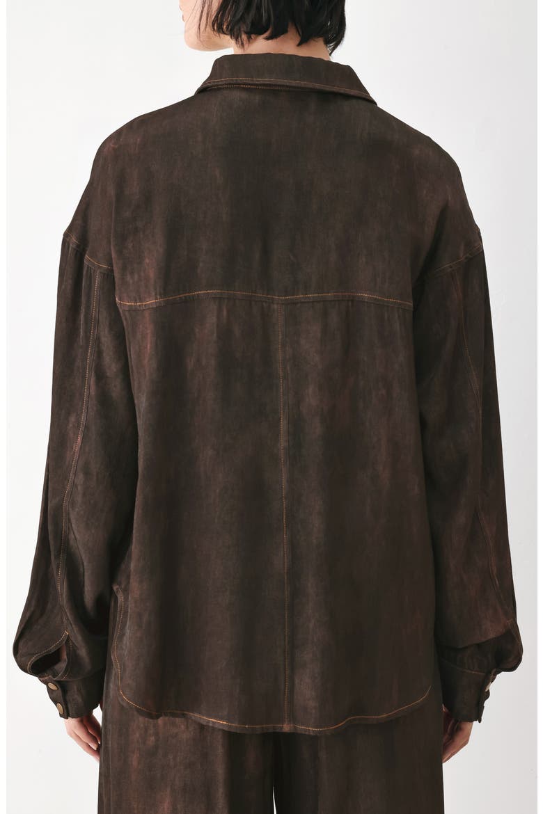 Washed Button-Down Shirt, Alternate, color, DARK BROWN