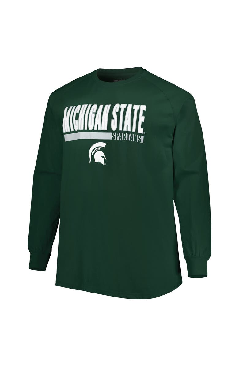 PROFILE Men's Green Michigan State Spartans Big & Tall Two-Hit Raglan Long Sleeve T-Shirt, Alternate, color, 