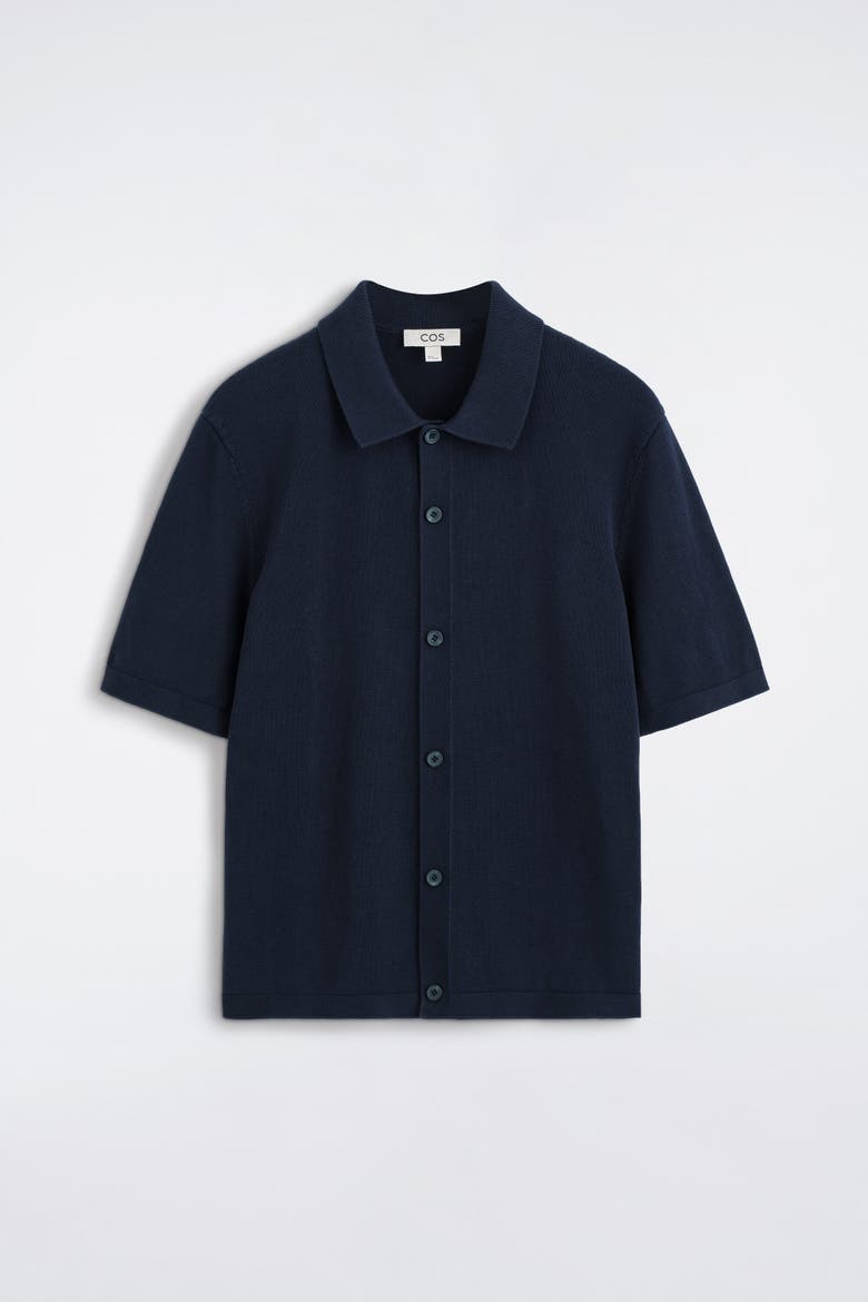 Knitted Cotton Shirt, Alternate, color, NAVY