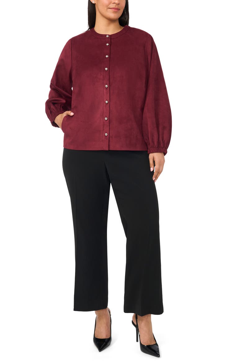 Faux Suede Jacket, Alternate, color, WINTERBERRY