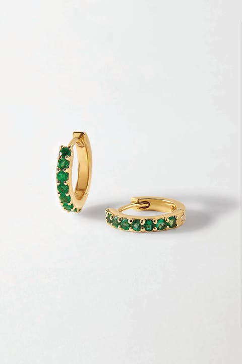 Emerald Pave Huggie Earrings