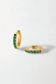 Edge of Ember Emerald Pave Huggie Earrings