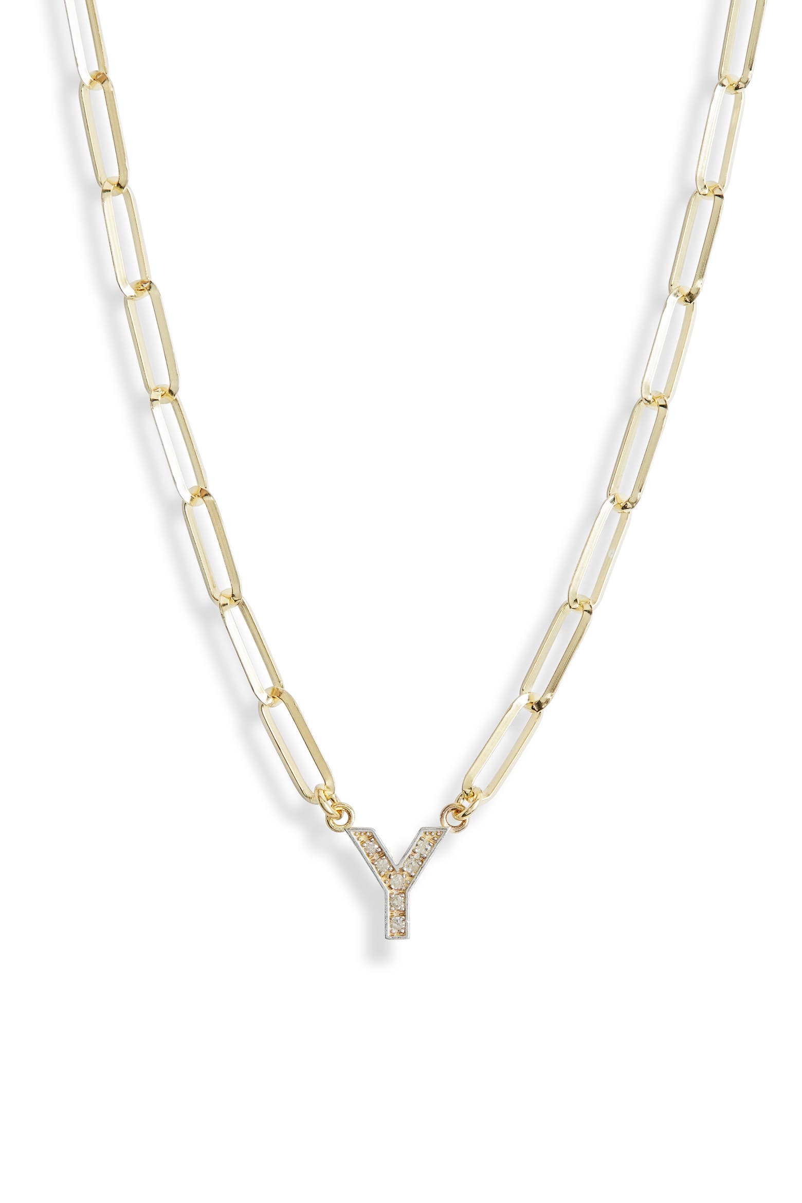 Paper Chain Coding MESHMERISE Diamond Initial Charm Paper Clip Chain Necklace (Women ...