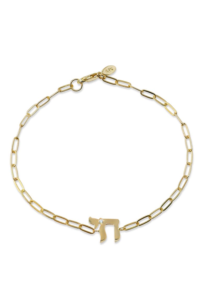 Love Letter Chai Paper Clip Chain Bracelet, Main, color, CLEAR