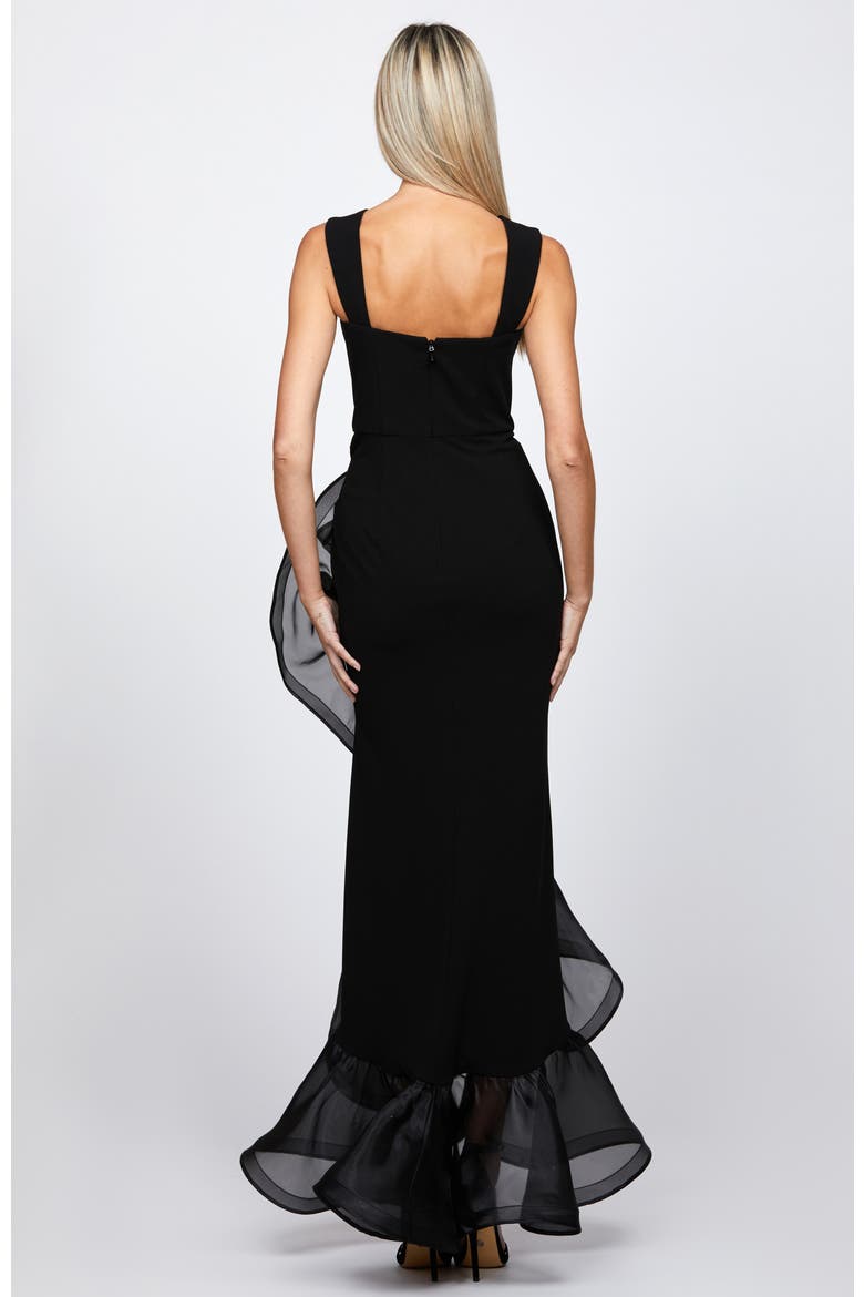 Alexis Ruffle Fishtail Hi Lo Gown, Alternate, color, BLACK