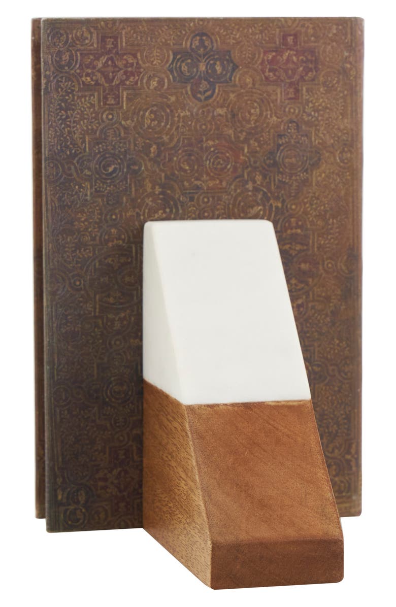 VIVIAN LUNE HOME Marble & Wood Bookends, Alternate, color, Brown