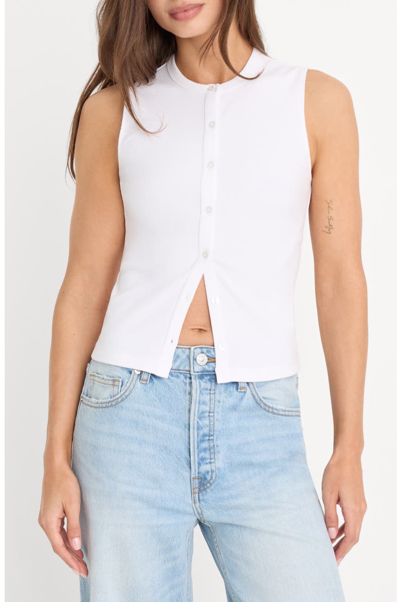 The Rib Splay Sleeveless Top, Main, color, WHITE001