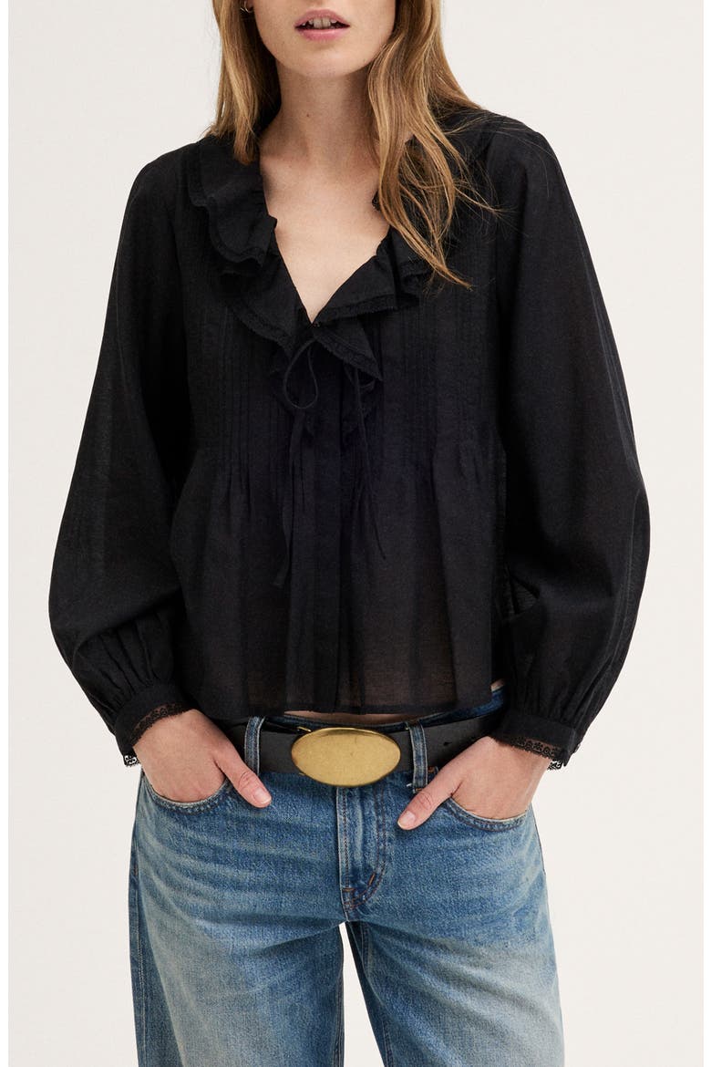The Georgina Long Sleeve Voile Top, Main, color, JET BLACK