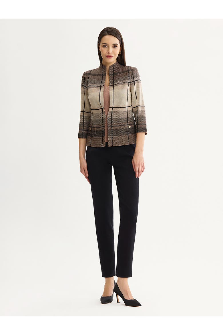 Ombre Grid Flat Knit Jacket, Alternate, color, Charmeuse/Biscotti/Black