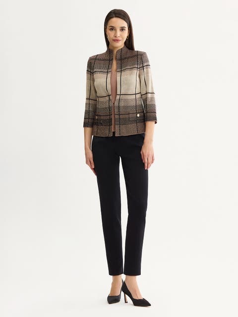 Ombre Grid Flat Knit Jacket