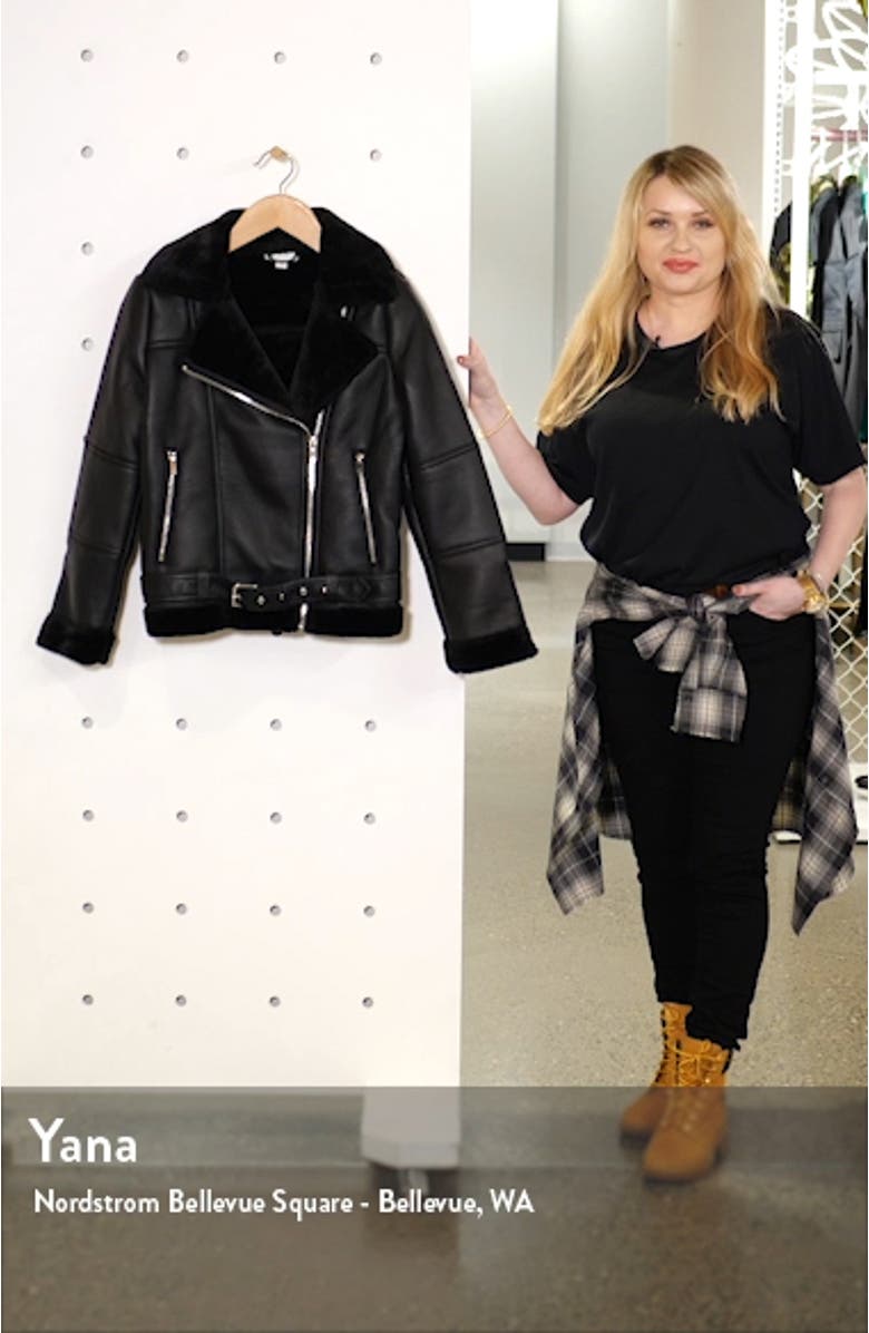 Cora Faux Shearling Biker Jacket, sales video thumbnail