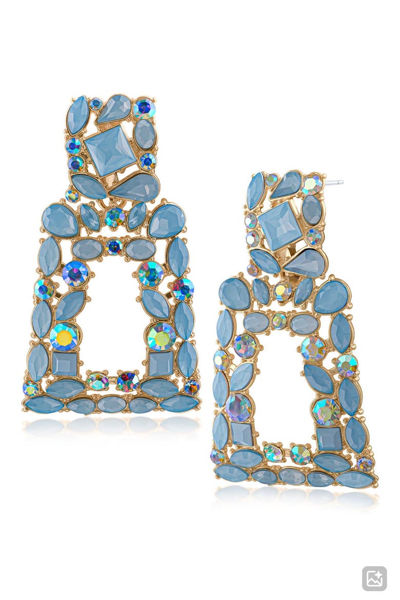 Mosaic Crystal Geometric Drop Earrings (Nordstrom Exclusive), Main, color, BLUE/ GOLD